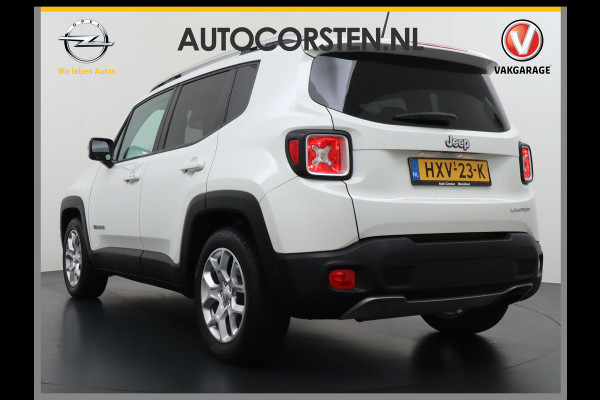 Jeep Renegade 1.4T AUT-6 Leer Navi Ecc 17''Lmv Stoel-Stuurverwarming Keyless Cruise Control Bluetooth Pdc Usb Led Mistlampen Lane-departure Isofix Privacy Glas Dakrails MultiAir Latitude Slechts 1361kg licht! / 75 /3mnd belasting