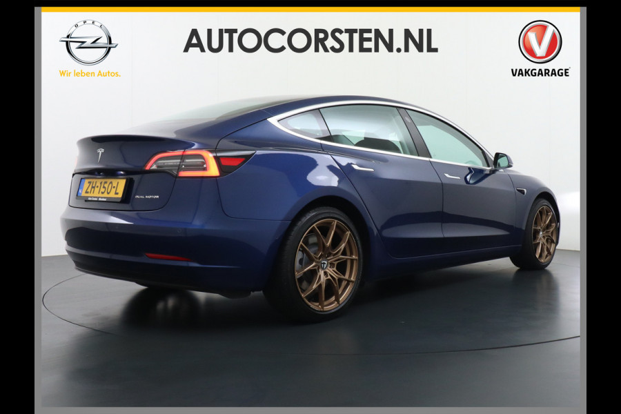 Tesla Model 3 Long Range AWD 75kWh 463PK Elektr.Achterklep ! 19"Lmv FSD-3 Computer Premium Audio AutoPilot Panoramadak Camera's Leer Adaptive- 4WD Stoel en achterbank verwarming Elektr.Stoelen+Memory+Easy-Entry WiFi 1e Eigenaar Origineel Nederlandse Auto Garantie op Accu/Motor tot 07-06-2027/192.000km