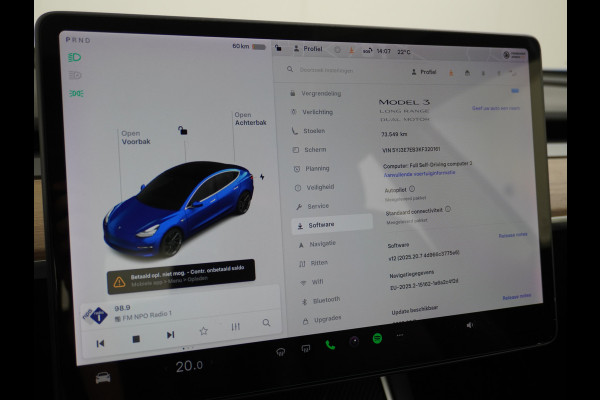 Tesla Model 3 Long Range AWD 75kWh 463PK Elektr.Achterklep ! 19"Lmv FSD-3 Computer Premium Audio AutoPilot Panoramadak Camera's Leer Adaptive- 4WD Stoel en achterbank verwarming Elektr.Stoelen+Memory+Easy-Entry WiFi 1e Eigenaar Origineel Nederlandse Auto Garantie op Accu/Motor tot 07-06-2027/192.000km