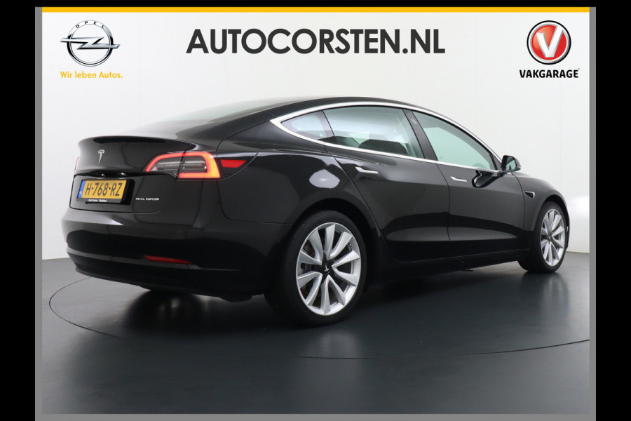 Tesla Model 3 Long Range AWD 75kWh 463PK SOH 99% 19"Lmv FSD-3 Computer Premium Audio AutoPilot Panoramadak Camera's Leer Adaptive-Cruise-Contr 4WD Stoel en achterbank verwarming Elektr.Stoelen+Memory+Easy-Entry WiFi Origineel Nederlandse Auto Garantie op Accu/Motor tot 22-04-2028/192.000km