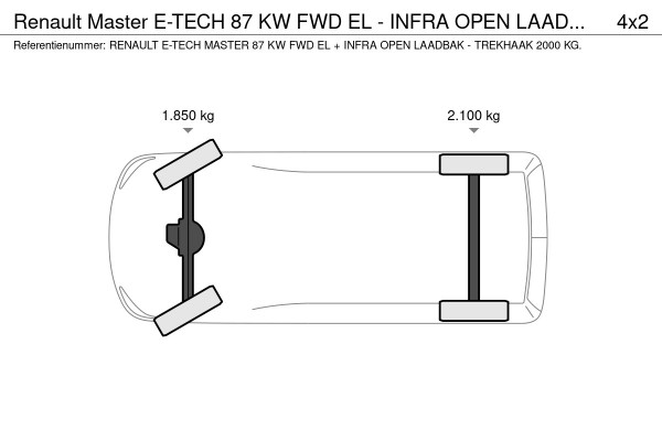 Renault Master E-TECH 87 KW FWD EL - INFRA OPEN LAADBAK 4.40 METER / TREKHAAK 2000 KG. - OPBOUW HARTOG-EST