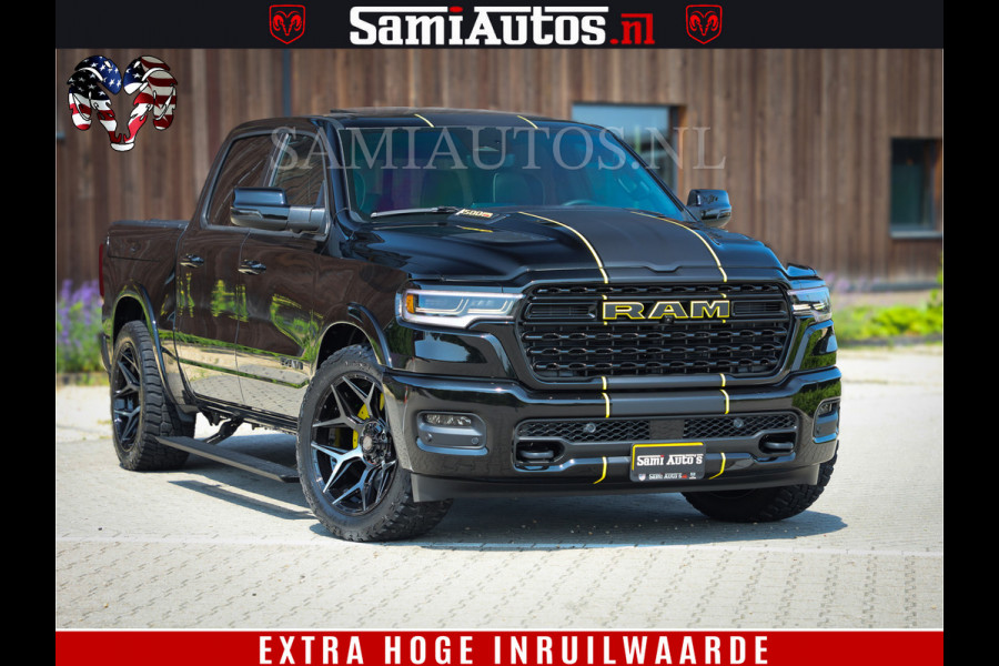Dodge Ram 1500 Limited Night H.O 540HP 706Nm | Massage + Full Option | De Meest Luxe en Volle Pick-Up in zijn Klasse | Comfortabele Dubbele Cabine met Royale 5 Zitplaatsen | BPM vrij | Nu Leverbaar uit Voorraad | Voorraad Nr 2295 - 8559