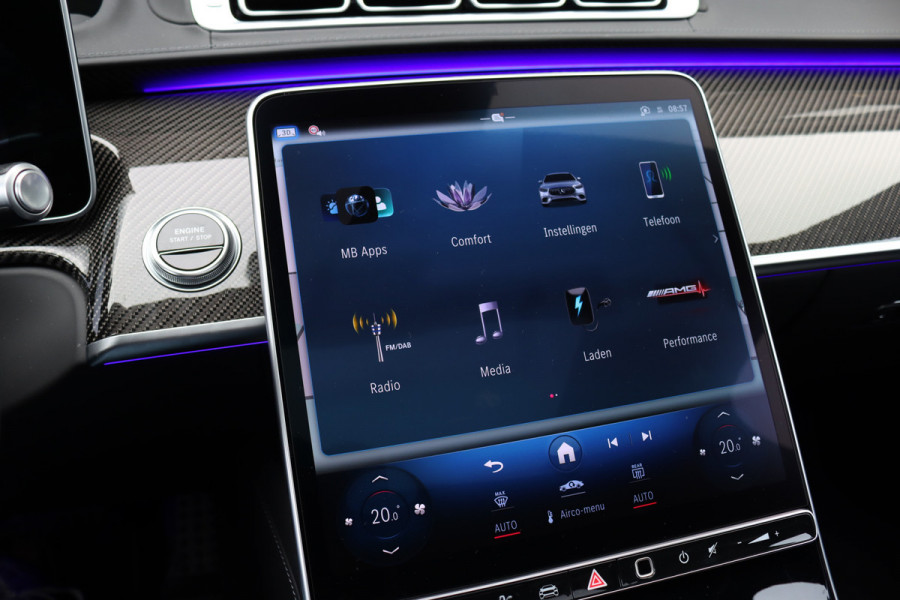 Mercedes-Benz S-Klasse AMG 63 S E Performance Aut9 | 802pk | Achterasbesturing | Distronic+ | Carbon | HUD | Chauffeurspakket | Entertainmentpakket Achter | Stoelventilatie V+A | Vlakkenverwarming | Zonweringspakket |