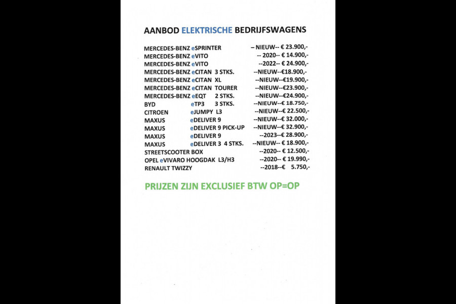 Mercedes-Benz eVito 112 - 66 kWh 290Km Range - Navi - Achteruitrijcamera