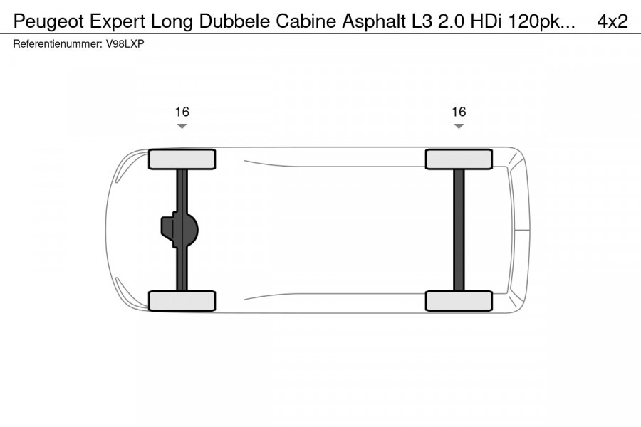 Peugeot Expert Long Dubbele Cabine Asphalt L3 2.0 HDi 120pk Aut. Airco Navi Carplay Cruise Control Trekhaak Imperiaal Lang Luxe Dubbele Cabine
