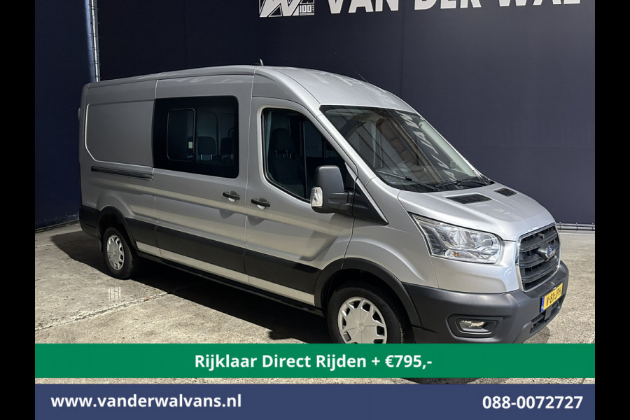 Ford Transit 2.0 TDCI 130pk L3H2 Dubbele cabine Euro6 *Rijklaar Direct Rijden* Airco | 6-Zits | 2500kg Trekhaak | LED | Cruisecontrol Parkeersensoren, verwarmde voorruit