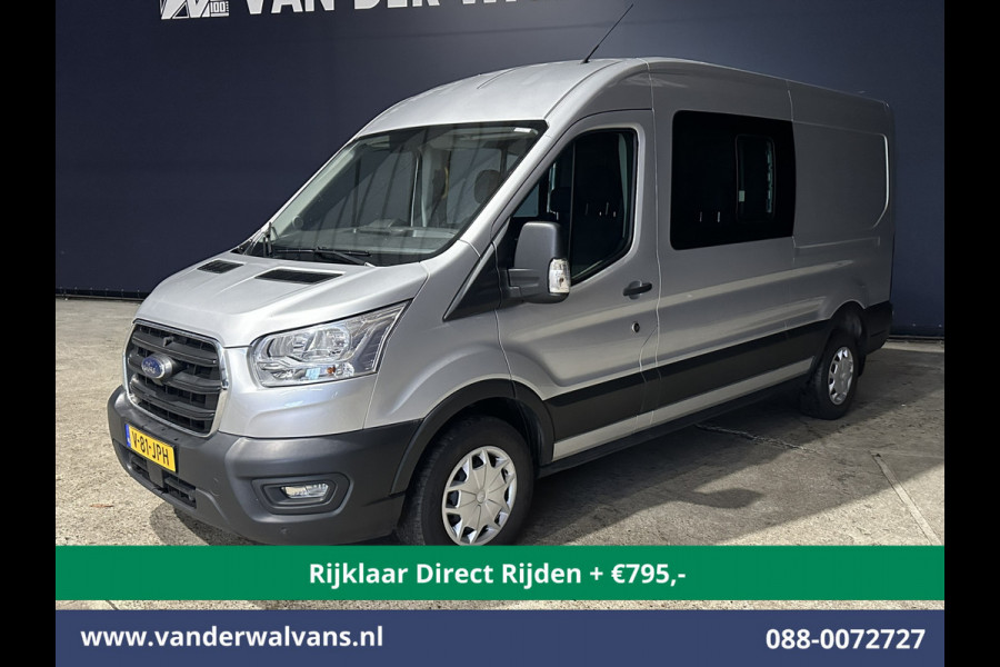 Ford Transit 2.0 TDCI 130pk L3H2 Dubbele cabine Euro6 *Rijklaar Direct Rijden* Airco | 6-Zits | 2500kg Trekhaak | LED | Cruisecontrol Parkeersensoren, verwarmde voorruit