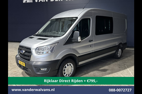 Ford Transit 2.0 TDCI 130pk L3H2 Dubbele cabine Euro6 *Rijklaar Direct Rijden* Airco | 6-Zits | 2500kg Trekhaak | LED | Cruisecontrol Parkeersensoren, verwarmde voorruit