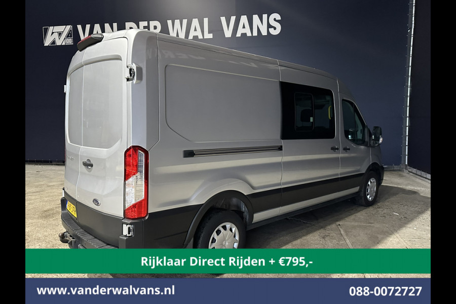 Ford Transit 2.0 TDCI 130pk L3H2 Dubbele cabine Euro6 *Rijklaar Direct Rijden* Airco | 6-Zits | 2500kg Trekhaak | LED | Cruisecontrol Parkeersensoren, verwarmde voorruit