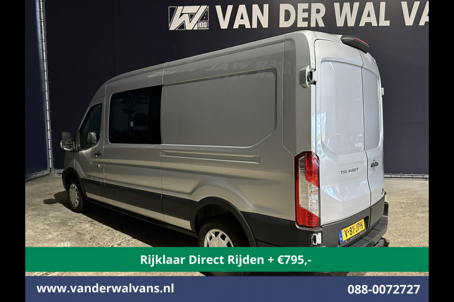Ford Transit 2.0 TDCI 130pk L3H2 Dubbele cabine Euro6 *Rijklaar Direct Rijden* Airco | 6-Zits | 2500kg Trekhaak | LED | Cruisecontrol Parkeersensoren, verwarmde voorruit