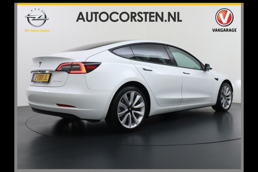 Tesla Model 3 Long Range AWD 75kWh Soh 89% Lmv 19" Navi Ecc Leder Panoramadak Adaptive Cruise Control Autopilot Elek.Stoelen+Verwarmd+Memory Premium Audio 4WD Privacy Glas Fabrieksgarantie op Accu en motor tot 24-08-2028 1e Eigenaar Origineel Nederlandse Auto