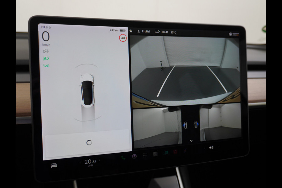 Tesla Model 3 Long Range AWD 75kWh Soh 89% Lmv 19" Navi Ecc Leder Panoramadak Adaptive Cruise Control Autopilot Elek.Stoelen+Verwarmd+Memory Premium Audio 4WD Privacy Glas Fabrieksgarantie op Accu en motor tot 24-08-2028 1e Eigenaar Origineel Nederlandse Auto