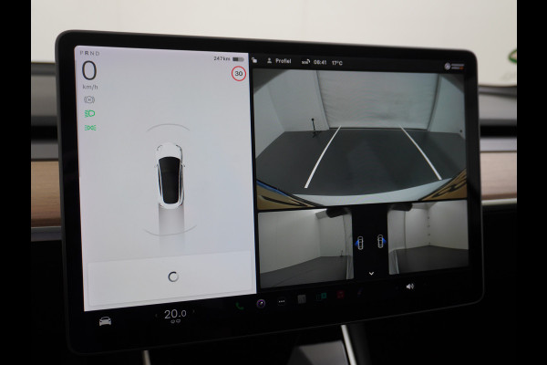 Tesla Model 3 Long Range AWD 75kWh Soh 89% Lmv 19" Navi Ecc Leder Panoramadak Adaptive Cruise Control Autopilot Elek.Stoelen+Verwarmd+Memory Premium Audio 4WD Privacy Glas Fabrieksgarantie op Accu en motor tot 24-08-2028 1e Eigenaar Origineel Nederlandse Auto