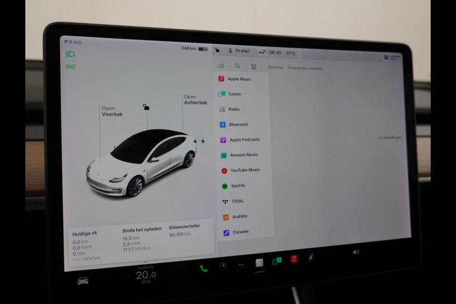 Tesla Model 3 Long Range AWD 75kWh Soh 89% Lmv 19" Navi Ecc Leder Panoramadak Adaptive Cruise Control Autopilot Elek.Stoelen+Verwarmd+Memory Premium Audio 4WD Privacy Glas Fabrieksgarantie op Accu en motor tot 24-08-2028 1e Eigenaar Origineel Nederlandse Auto