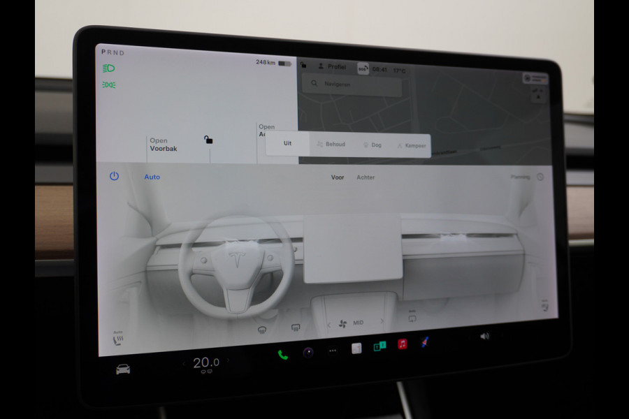Tesla Model 3 Long Range AWD 75kWh Soh 89% Lmv 19" Navi Ecc Leder Panoramadak Adaptive Cruise Control Autopilot Elek.Stoelen+Verwarmd+Memory Premium Audio 4WD Privacy Glas Fabrieksgarantie op Accu en motor tot 24-08-2028 1e Eigenaar Origineel Nederlandse Auto