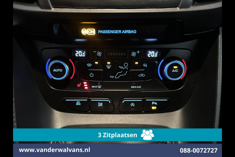 Ford Transit Connect 1.5 EcoBlue 100pk L1H1 Euro6 Airco | 3-Zits | Camera | Navigatie | LED | Cruisecontrol | Verwarmde voorruit Stoelverwarming, Trekhaak, Parkeersensoren, Bijrijdersbank