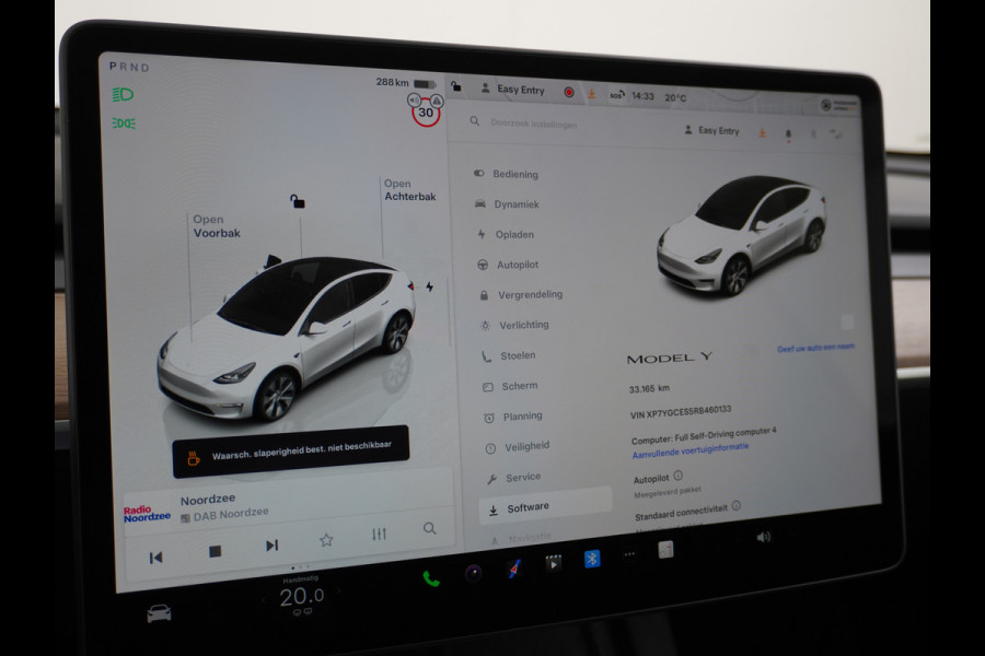 Tesla Model Y RWD 58kWh LFP Warmtepomp Leder Panoramadak Navi Ecc Led Stoel+Stuurverwarming AMD Ryzen™ Processor Elektrisch Verstelbare Stoelen + Memory Keyless Origineel Nederlandse Auto Fabrieksgarantie 23-8-'24/80.000km Garantie op Accu 23-8-'32/160.000km