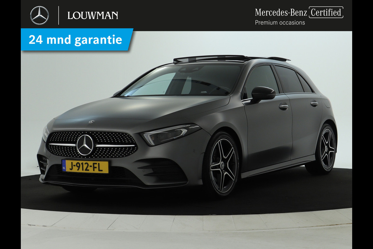 Mercedes-Benz A-Klasse 160 Business Solution AMG Panoramadak | 5 spaaks lichtmetalen velgen | Navigatie | Parking support met camera achter | elect bed. voorstoelen met memory | Inclusief 48 maanden Mercedes-Benz Certified garantie voor Europa.