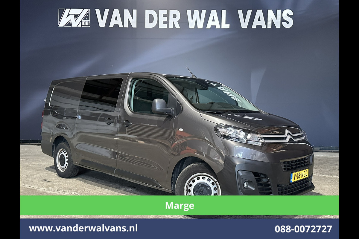 Citroën Jumpy 2.0 BlueHDI **MARGE, GEEN BTW** 123pk L3H1 Dubbele cabine Euro6 Airco | 6-Zits | 2x Zijdeur | Navigatie 2500kg trekhaak, Apple Carplay, Android Auto, Cruisecontrol, Parkeersensoren