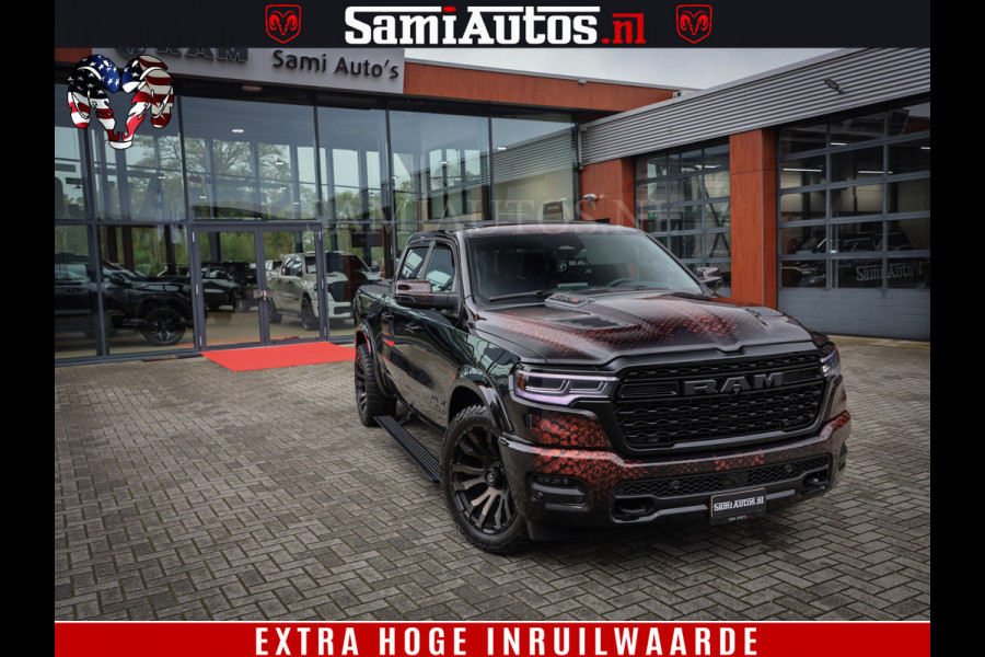 Dodge Ram COBRA EDITION | All-In Prijs | 1500 Limited Night High Output 540HP 706Nm | Massage + Full Option | De Meest Luxe en Volle Pick- Comfortabele Dubbele Cabine met Royale 5 Zitplaatsen | BPM vrij | Nu Leverbaar uit Voorraad | Voorraad Nr 2335 - 5153 |