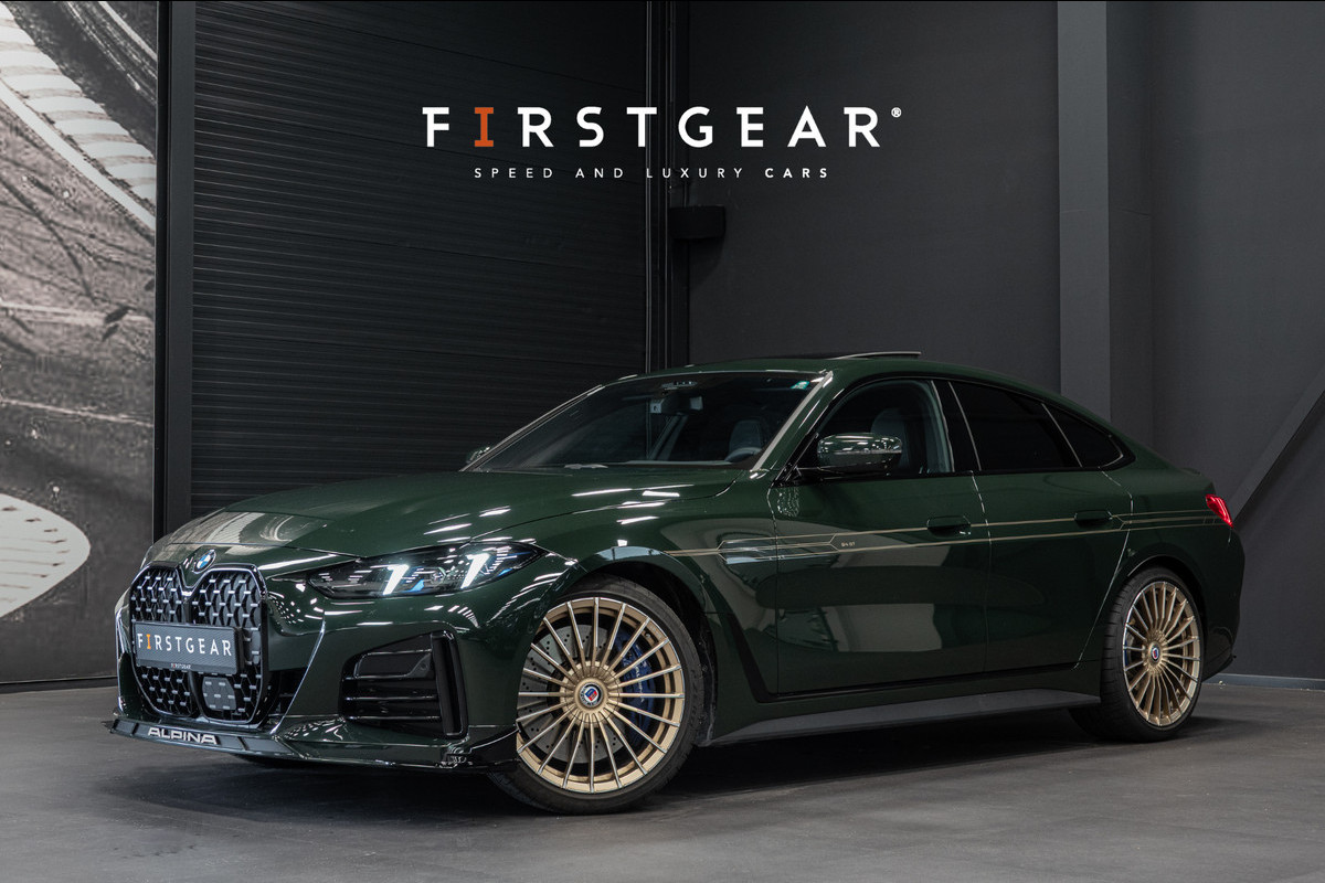 Alpina B4 GT Gran Coupe *Nr. 50 / Brewster Green / Schuif-/kanteldak / Harman Kardon / Standverwarming / Keyless / HUD / Surround-View*