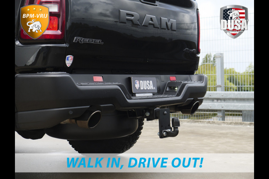 Dodge Ram | 1500 | Rebel | Night | 4x4 | Crew Cab | 3.0L Twin-turbo I6 | BPM-VRIJ | LPG | 10,2 inch Passenger Screen | Harman Kardon | Incl trekhaak | Incl LPG Getoonde accessoires zijn verkrijgbaar tegen meerprijs