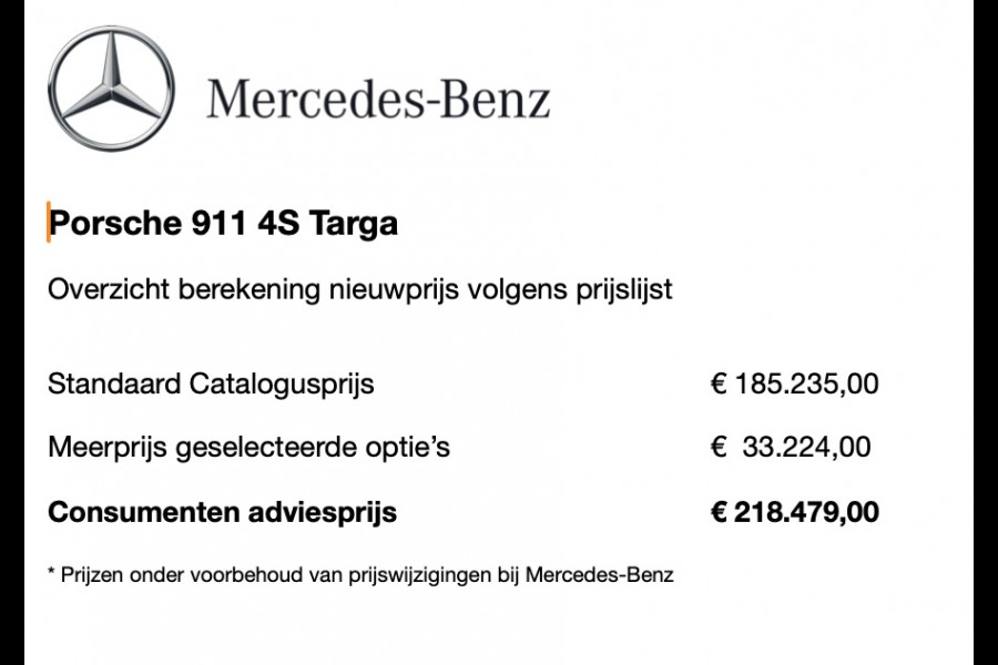 Porsche 911 3.0 4S Targa | Origineel NL | Bose® | 4 wiel sturing