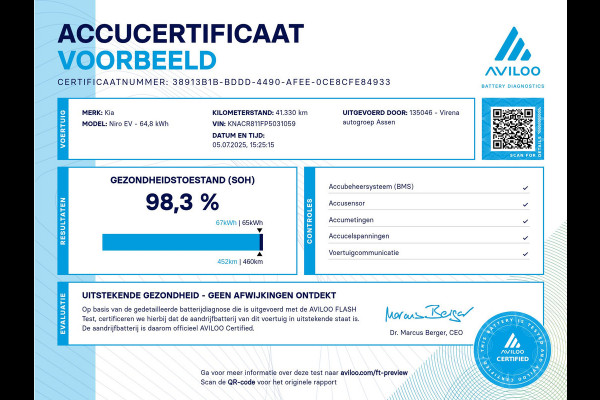 Kia Niro EV DynamicLine 64.8 kWh - SOH 98,3% - Stoel-/stuurverwarming - Navigatie - Cruise Control - Climate Control - Keyless Fabrieksgarantie tot 02-2030