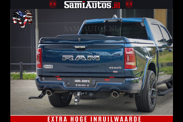 Dodge Ram 1500 LongHorn Edition | Hemi 5.7 V8 | HUD | Luchtvering | Bom Vol | PanoramaDak | Patriot Blue | Comfortabele Dubbele Cabine met Royale 5 Zitplaatsen | DC | Crew Cab | 4x4 | Eerste Eigenaar | 57860 Km Dealer Onderhouden |