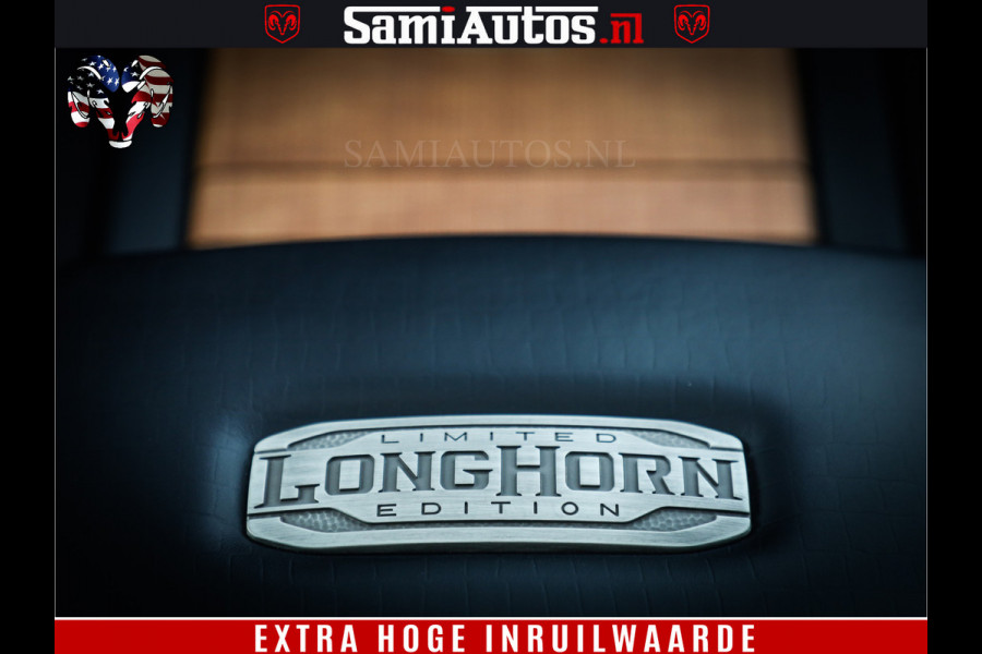 Dodge Ram 1500 LongHorn Edition | Hemi 5.7 V8 | HUD | Luchtvering | Bom Vol | PanoramaDak | Patriot Blue | Comfortabele Dubbele Cabine met Royale 5 Zitplaatsen | DC | Crew Cab | 4x4 | Eerste Eigenaar | 57860 Km Dealer Onderhouden |