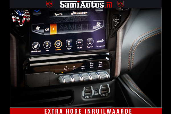 Dodge Ram 1500 LongHorn Edition | Hemi 5.7 V8 | HUD | Luchtvering | Bom Vol | PanoramaDak | Patriot Blue | Comfortabele Dubbele Cabine met Royale 5 Zitplaatsen | DC | Crew Cab | 4x4 | Eerste Eigenaar | 57860 Km Dealer Onderhouden |