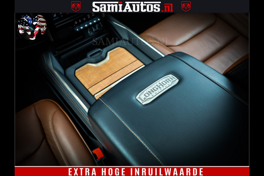 Dodge Ram 1500 LongHorn Edition | Hemi 5.7 V8 | HUD | Luchtvering | Bom Vol | PanoramaDak | Patriot Blue | Comfortabele Dubbele Cabine met Royale 5 Zitplaatsen | DC | Crew Cab | 4x4 | Eerste Eigenaar | 57860 Km Dealer Onderhouden |