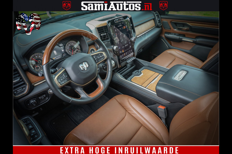 Dodge Ram 1500 LongHorn Edition | Hemi 5.7 V8 | HUD | Luchtvering | Bom Vol | PanoramaDak | Patriot Blue | Comfortabele Dubbele Cabine met Royale 5 Zitplaatsen | DC | Crew Cab | 4x4 | Eerste Eigenaar | 57860 Km Dealer Onderhouden |