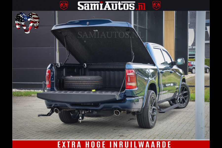 Dodge Ram 1500 LongHorn Edition | Hemi 5.7 V8 | HUD | Luchtvering | Bom Vol | PanoramaDak | Patriot Blue | Comfortabele Dubbele Cabine met Royale 5 Zitplaatsen | DC | Crew Cab | 4x4 | Eerste Eigenaar | 57860 Km Dealer Onderhouden |