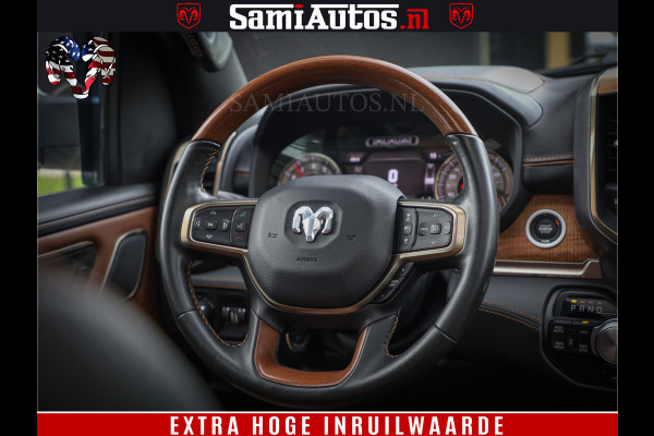 Dodge Ram 1500 LongHorn Edition | Hemi 5.7 V8 | HUD | Luchtvering | Bom Vol | PanoramaDak | Patriot Blue | Comfortabele Dubbele Cabine met Royale 5 Zitplaatsen | DC | Crew Cab | 4x4 | Eerste Eigenaar | 57860 Km Dealer Onderhouden |