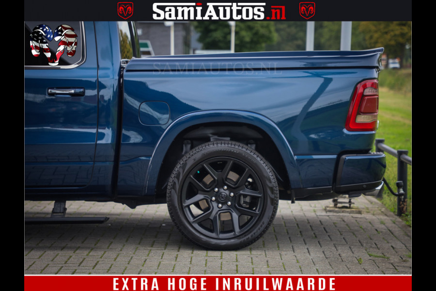 Dodge Ram 1500 LongHorn Edition | Hemi 5.7 V8 | HUD | Luchtvering | Bom Vol | PanoramaDak | Patriot Blue | Comfortabele Dubbele Cabine met Royale 5 Zitplaatsen | DC | Crew Cab | 4x4 | Eerste Eigenaar | 57860 Km Dealer Onderhouden |