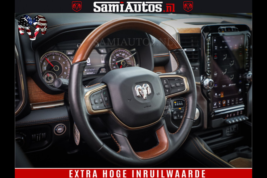 Dodge Ram 1500 LongHorn Edition | Hemi 5.7 V8 | HUD | Luchtvering | Bom Vol | PanoramaDak | Patriot Blue | Comfortabele Dubbele Cabine met Royale 5 Zitplaatsen | DC | Crew Cab | 4x4 | Eerste Eigenaar | 57860 Km Dealer Onderhouden |