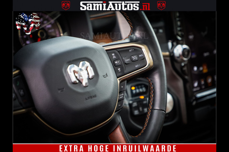 Dodge Ram 1500 LongHorn Edition | Hemi 5.7 V8 | HUD | Luchtvering | Bom Vol | PanoramaDak | Patriot Blue | Comfortabele Dubbele Cabine met Royale 5 Zitplaatsen | DC | Crew Cab | 4x4 | Eerste Eigenaar | 57860 Km Dealer Onderhouden |