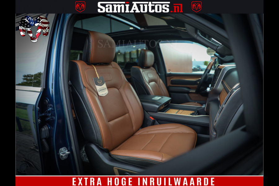Dodge Ram 1500 LongHorn Edition | Hemi 5.7 V8 | HUD | Luchtvering | Bom Vol | PanoramaDak | Patriot Blue | Comfortabele Dubbele Cabine met Royale 5 Zitplaatsen | DC | Crew Cab | 4x4 | Eerste Eigenaar | 57860 Km Dealer Onderhouden |