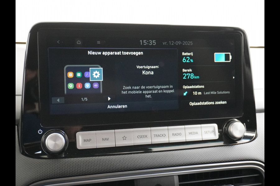 Hyundai Kona EV 64kWh 3 Fase Lader Warmtepomp Head-Up Display Adap.Cruise Apple Carplay Android Auto Navi Ecc Privacy Glas Keyless Fashion 1e Eigenaar