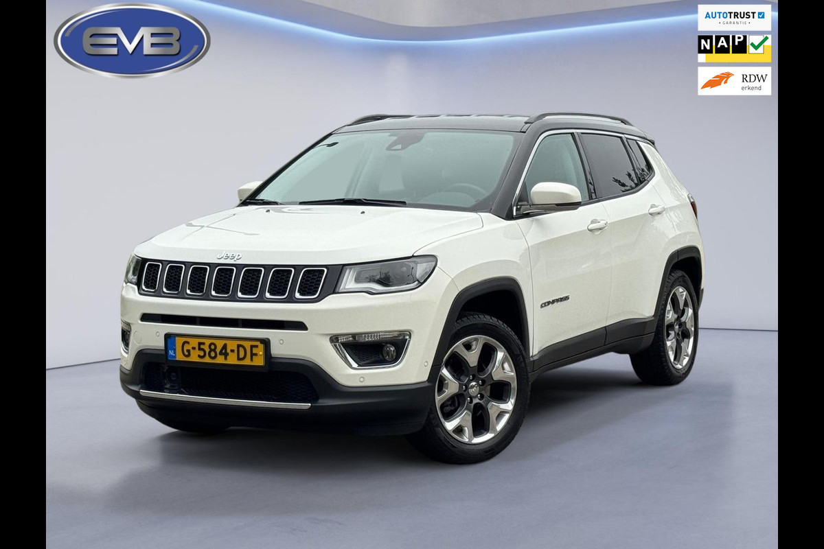 Jeep Compass 1.4 MultiAir Limited, parelmoer wit, achteruitrijcamera, trekhaak, leder, vele opties,NL auto met nap