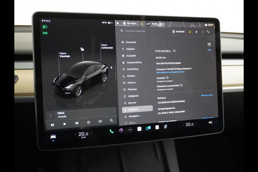 Tesla Model Y RWD LFP Warmtepomp Leder Panoramadak Memory Stoel+Stuurverwarming Camera's Navi Ecc Dog-Kampeer Modus Elek.Achterklep AMD Ryzen™ Processor Premium Audio 1e Eigenaar Origineel Nederlandse Auto