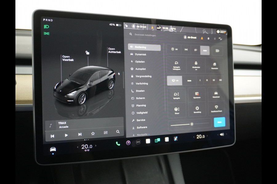 Tesla Model Y RWD LFP Warmtepomp Leder Panoramadak Memory Stoel+Stuurverwarming Camera's Navi Ecc Dog-Kampeer Modus Elek.Achterklep AMD Ryzen™ Processor Premium Audio 1e Eigenaar Origineel Nederlandse Auto