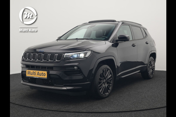Jeep Compass 4xe 240 Plug In Hybrid Electric S 240pk Dealer O.H PHEV | Panodak | Adaptive Cruise | Lederen Sportstoelen Memory & Ventilatie | Apple Carplay | Keyless | Stuur Verwarmd | Navigatie | Blis | Virtual | DAB |