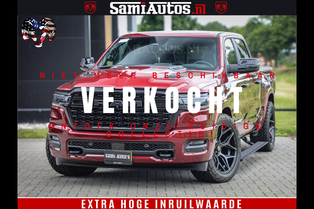 Dodge Ram 1500 Limited Night H.O 540HP 706Nm | Massage + Full Option | De Meest Luxe en Volle Pick-Up in zijn Klasse | Comfortabele Dubbele Cabine met Royale 5 Zitplaatsen | BPM vrij | Nu Leverbaar uit Voorraad | Voorraad Nr 2302 - 7425