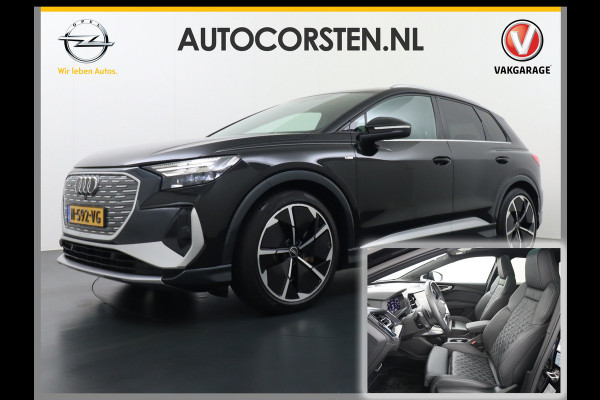 Audi Q4 e-tron 50 Quattro 300pk S-Line Competition Pano-dak Leer Matrix-Led 21" 77kWh Sonos®-Audio Warmtepomp Adaptive-CruiseHead-Up-Display La Assistentie Pack Comfort-plus Pack Dynamic Pack Interieur Pack Keyless Pack Automatisch grootlicht Privacy-Glass Zeer compleet Grote Accu €75.000 nieuw