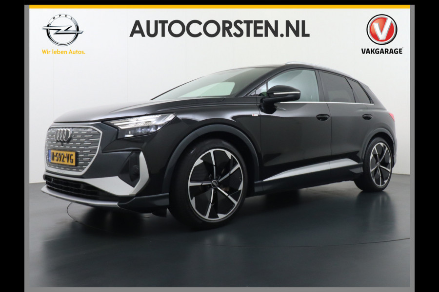 Audi Q4 e-tron 50 Quattro 300pk S-Line Competition Pano-dak Leer Matrix-Led 21" 77kWh Sonos®-Audio Warmtepomp Adaptive-CruiseHead-Up-Display La Assistentie Pack Comfort-plus Pack Dynamic Pack Interieur Pack Keyless Pack Automatisch grootlicht Privacy-Glass Zeer compleet Grote Accu €75.000 nieuw