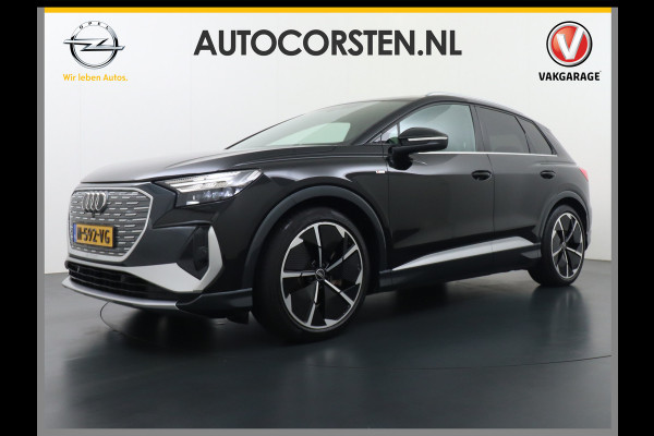 Audi Q4 e-tron 50 Quattro 300pk S-Line Competition Pano-dak Leer Matrix-Led 21" 77kWh Sonos®-Audio Warmtepomp Adaptive-CruiseHead-Up-Display La Assistentie Pack Comfort-plus Pack Dynamic Pack Interieur Pack Keyless Pack Automatisch grootlicht Privacy-Glass Zeer compleet Grote Accu €75.000 nieuw