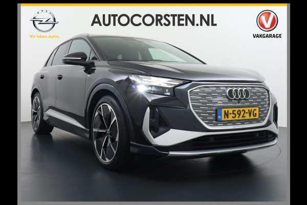 Audi Q4 e-tron 50 Quattro 300pk S-Line Competition Pano-dak Leer Matrix-Led 21" 77kWh Sonos®-Audio Warmtepomp Adaptive-CruiseHead-Up-Display La Assistentie Pack Comfort-plus Pack Dynamic Pack Interieur Pack Keyless Pack Automatisch grootlicht Privacy-Glass Zeer compleet Grote Accu €75.000 nieuw