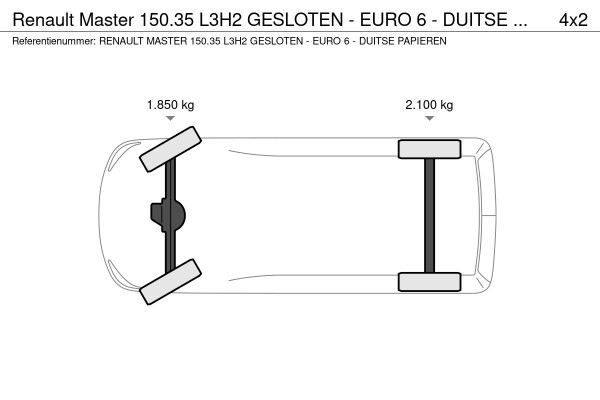 Renault Master 150.35 L3H2 GESLOTEN - EURO 6 - DUITSE PAPIEREN